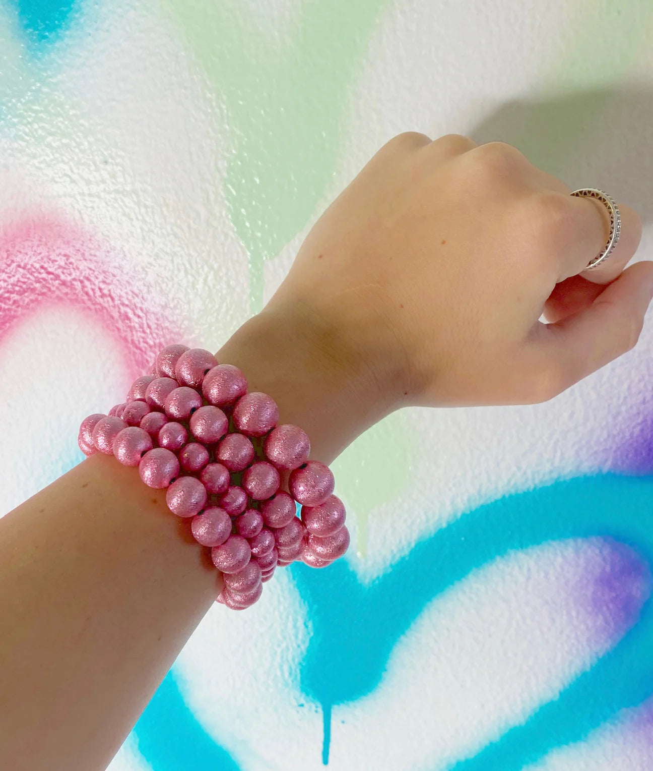 Hot Pink Wrenley Brushed Bracelet; Large