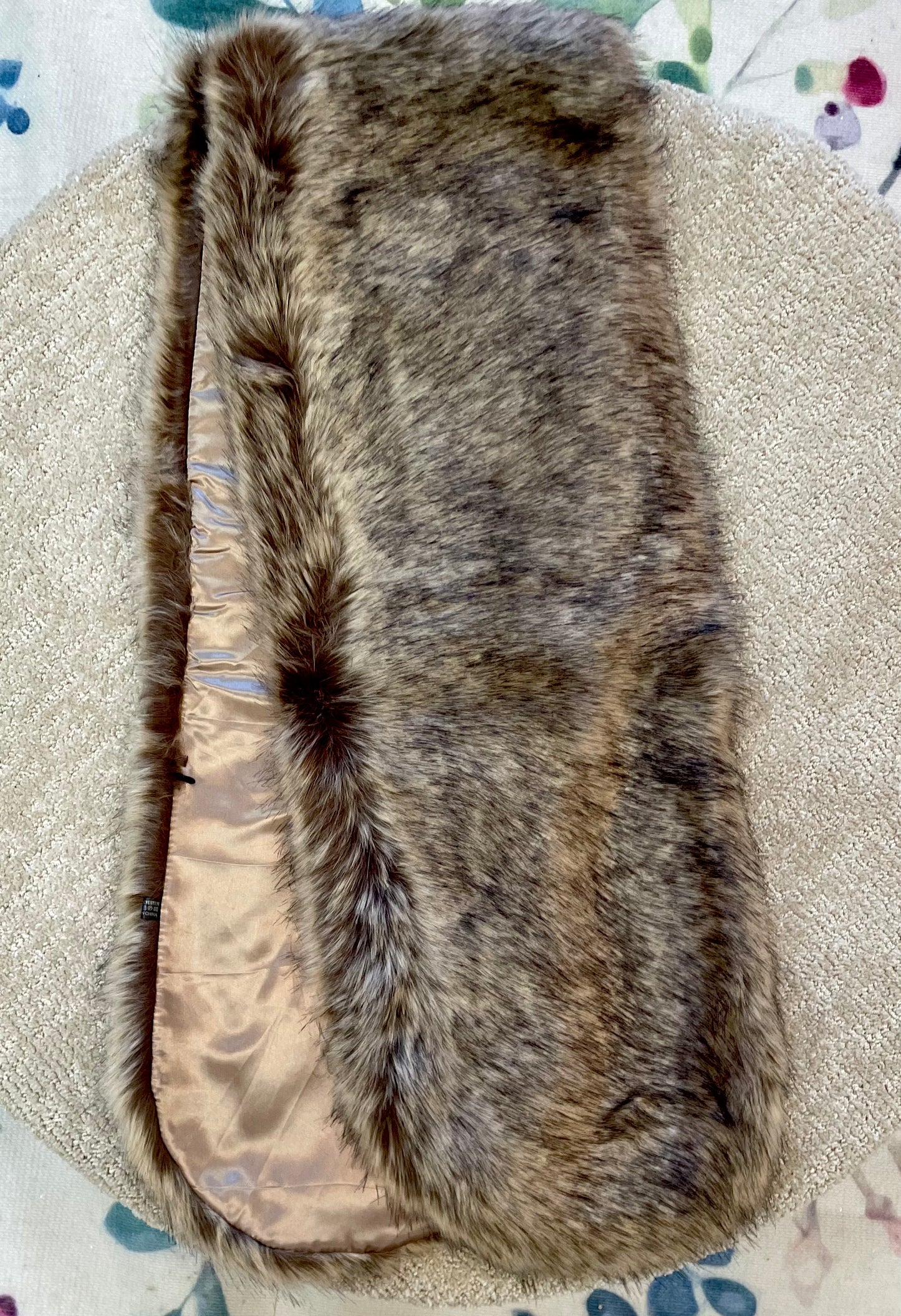 Over Size Faux Felt Fur Insert Shawl Wrap: Taupe