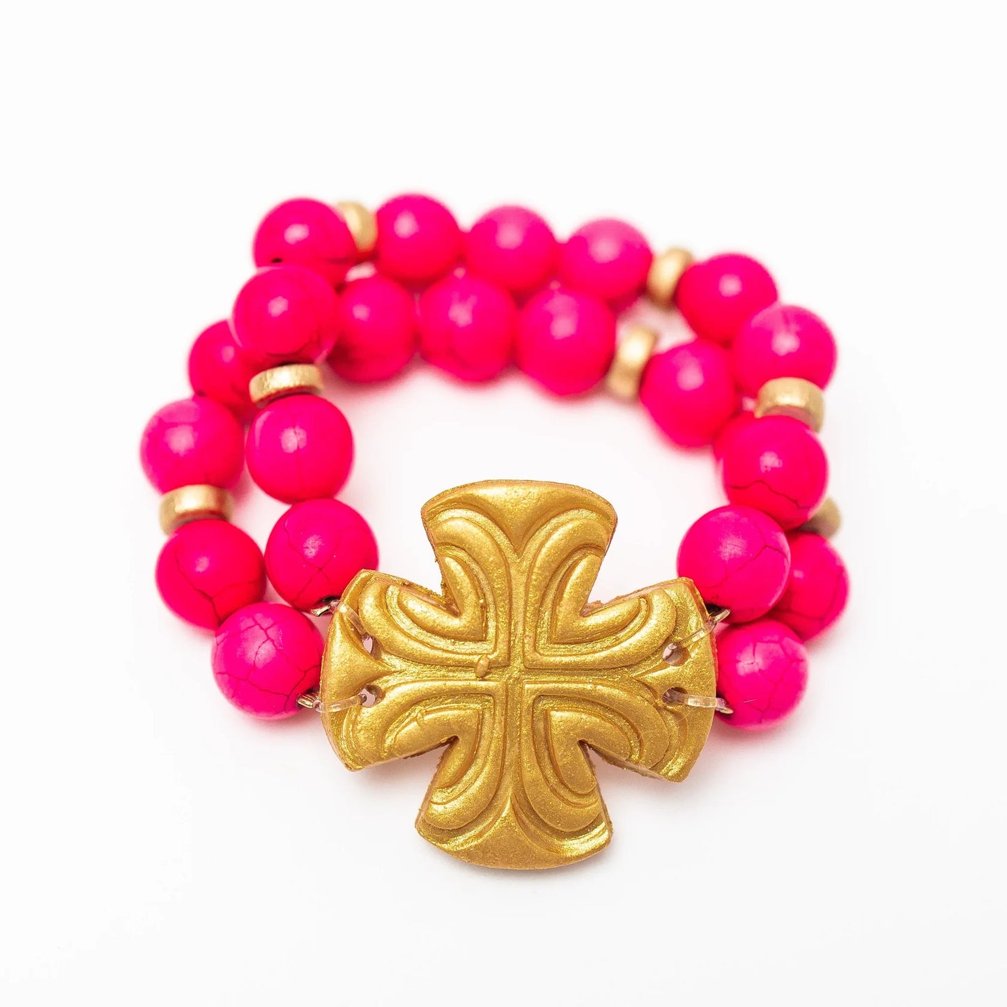 Hot Pink Jade Double Strand with Friendship Bracelet