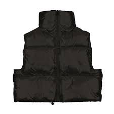 Cropped Puffer Vest, Black