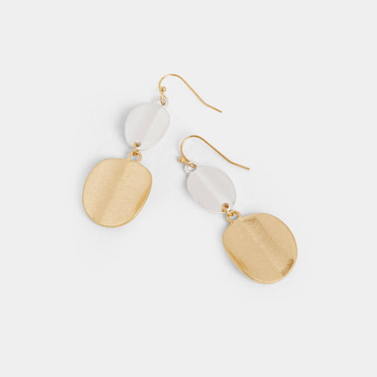 Mixed Metal Folded Coin Earrings