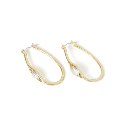 Gold Oval Hoop with Stone