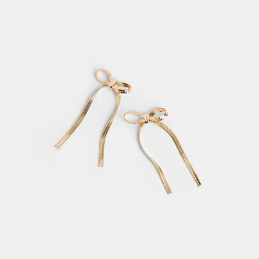 Raina Bow Earrings, Gold