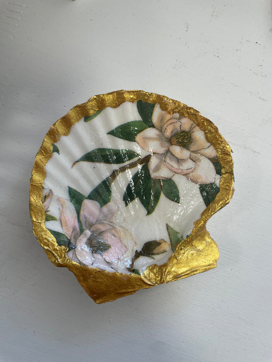 Large Flower Art Shell Tray