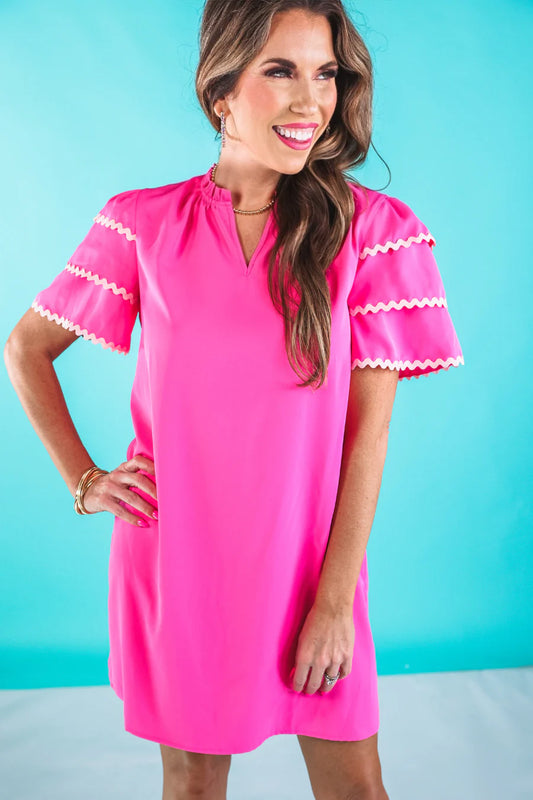 Kersten, Ric Rac Dress: Hot Pink