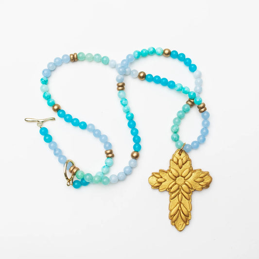 34” Multi Blue Colorblock with Acts Cross