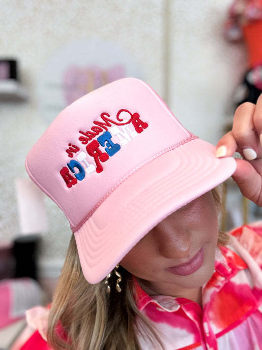 Made In America Trucker, Light Pink