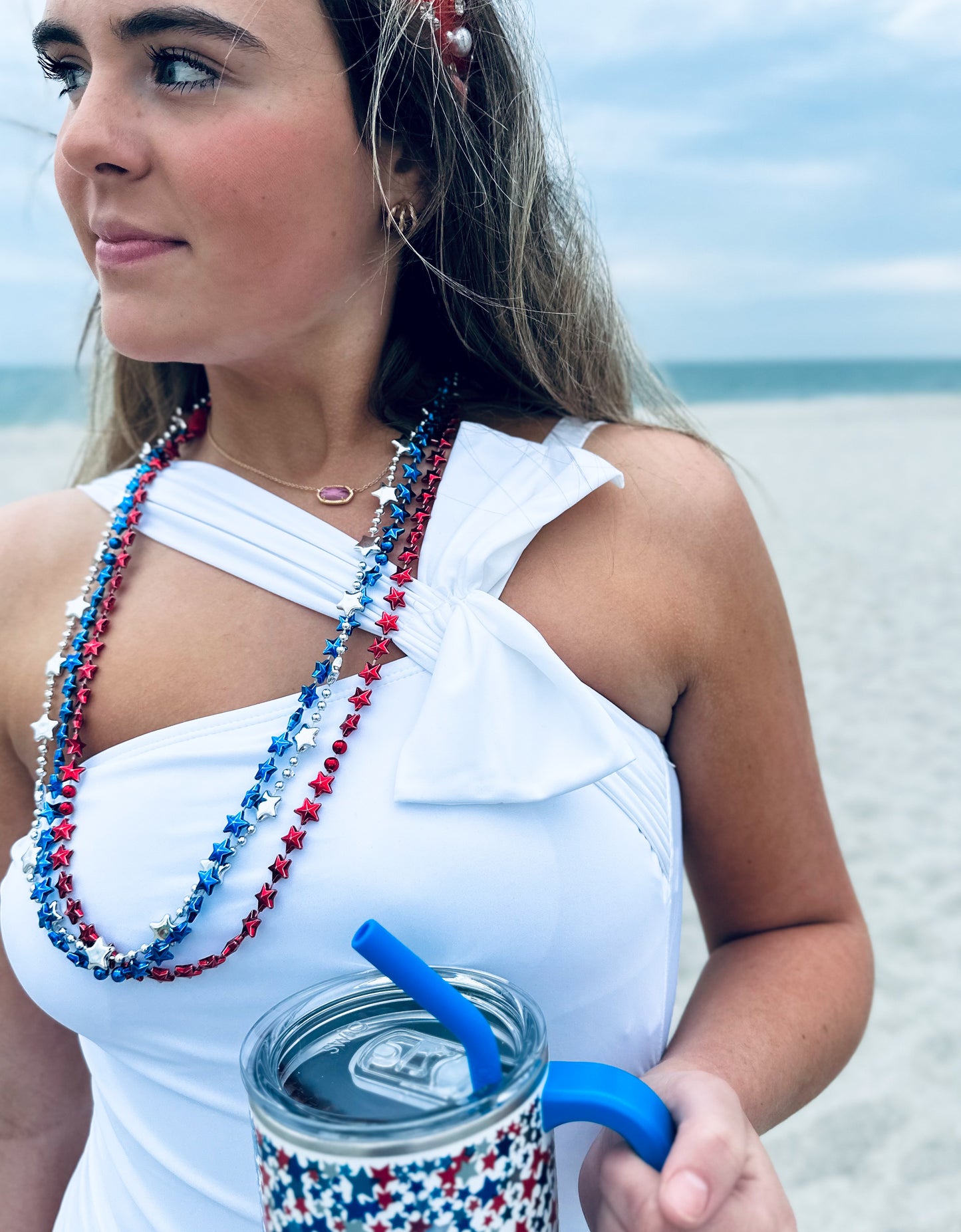 Diamonds + Pearls Swimsuit, White Bow One Piece