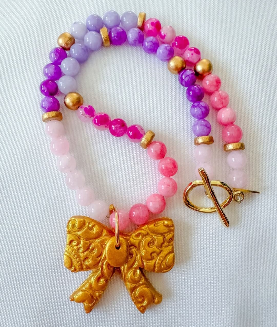 Pink and purple Jade bow