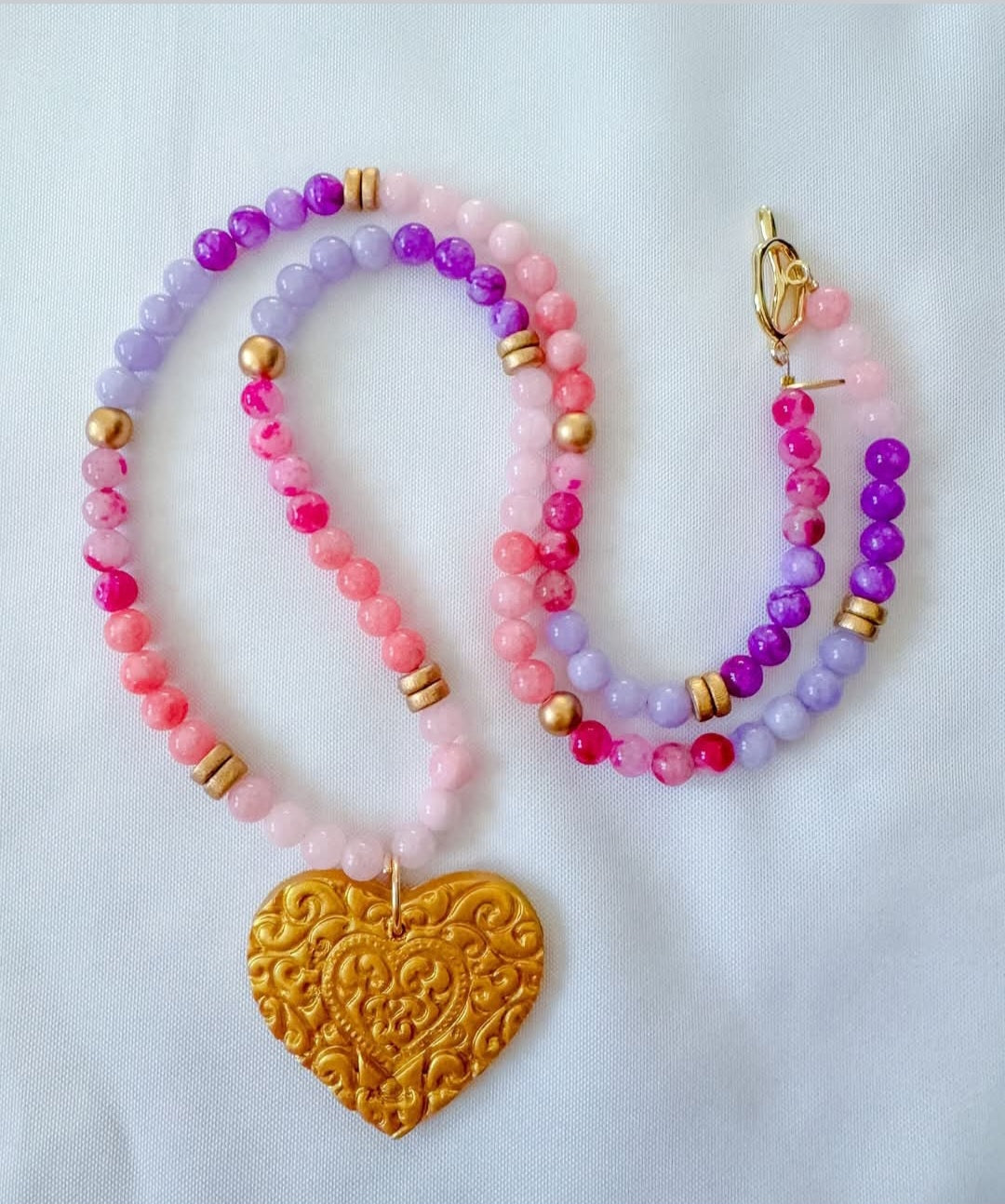 Pink and purple Jade with heart