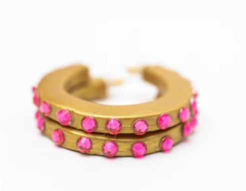 Pink Studded Hoops