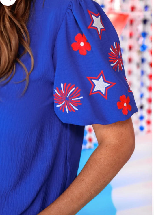 Patriotic Princess, Embroidered Top
