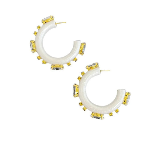 Emily Gray hoops in pearl white