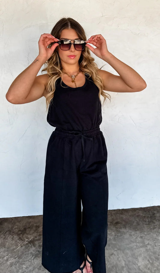 Jet set Terry romper in black