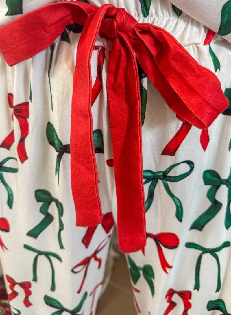 Christmas bow pj's