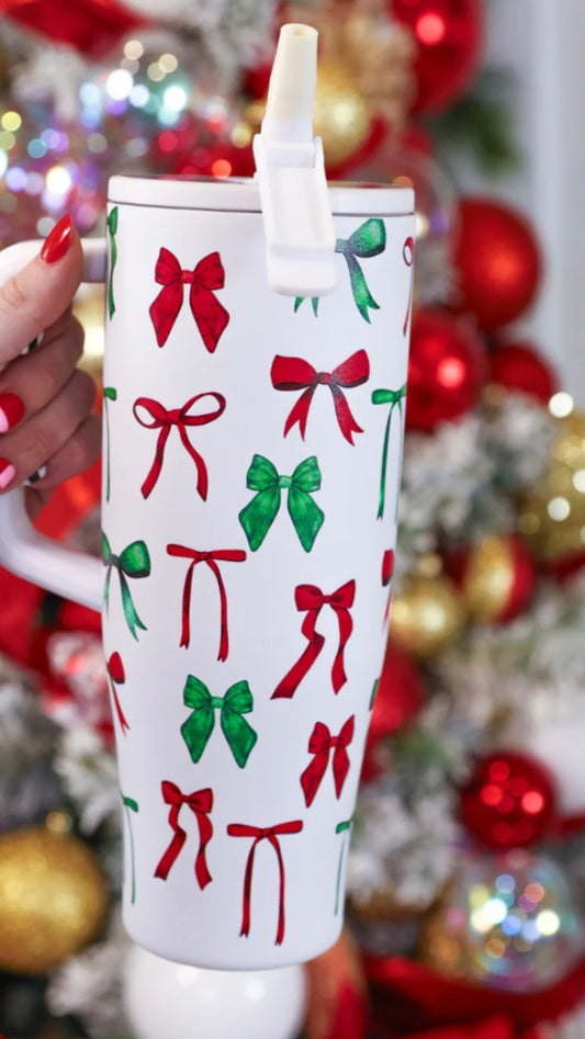 Christmas bow tumbler