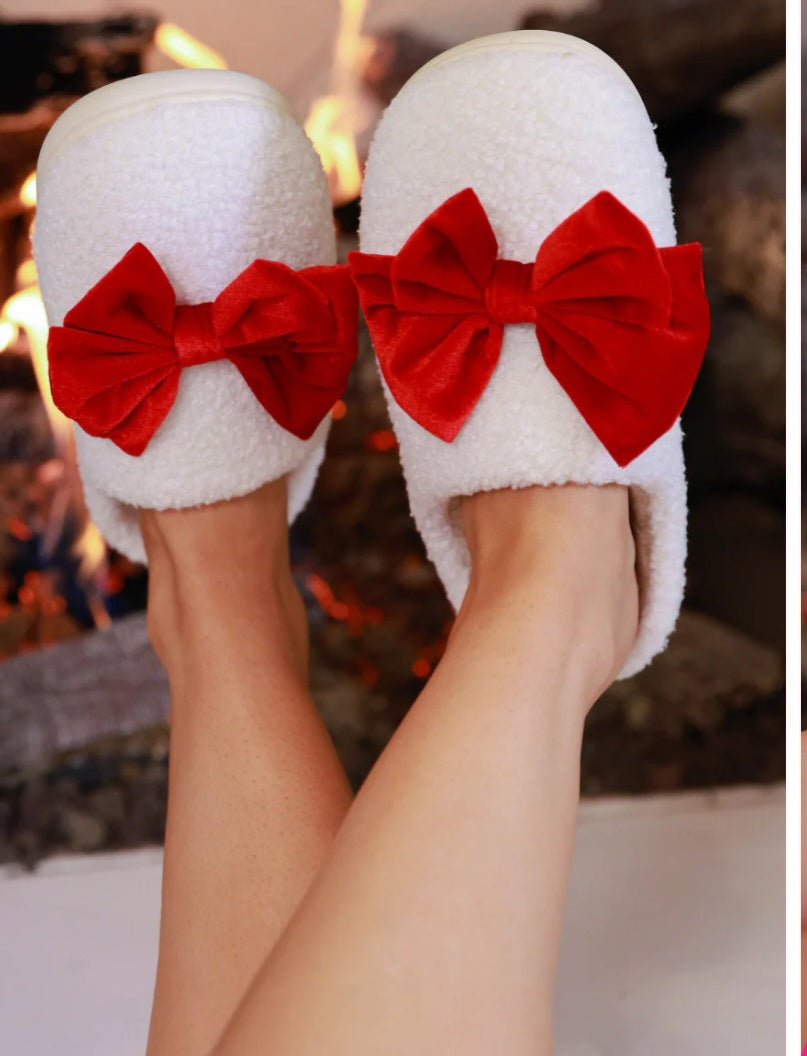 Red bow slippers