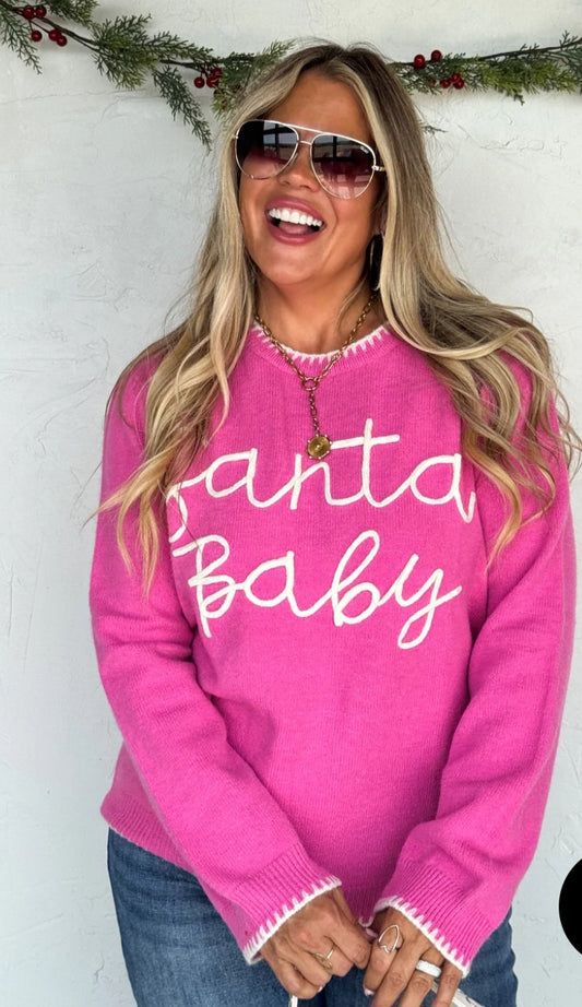 Santa baby pink sweater