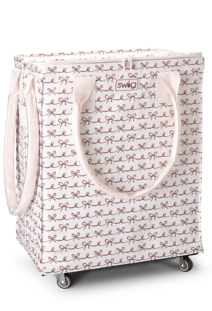 Swig pretty in pink bow rolling bag