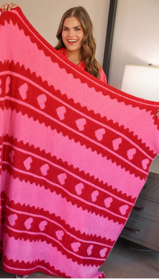 Heart felt stripes blanket