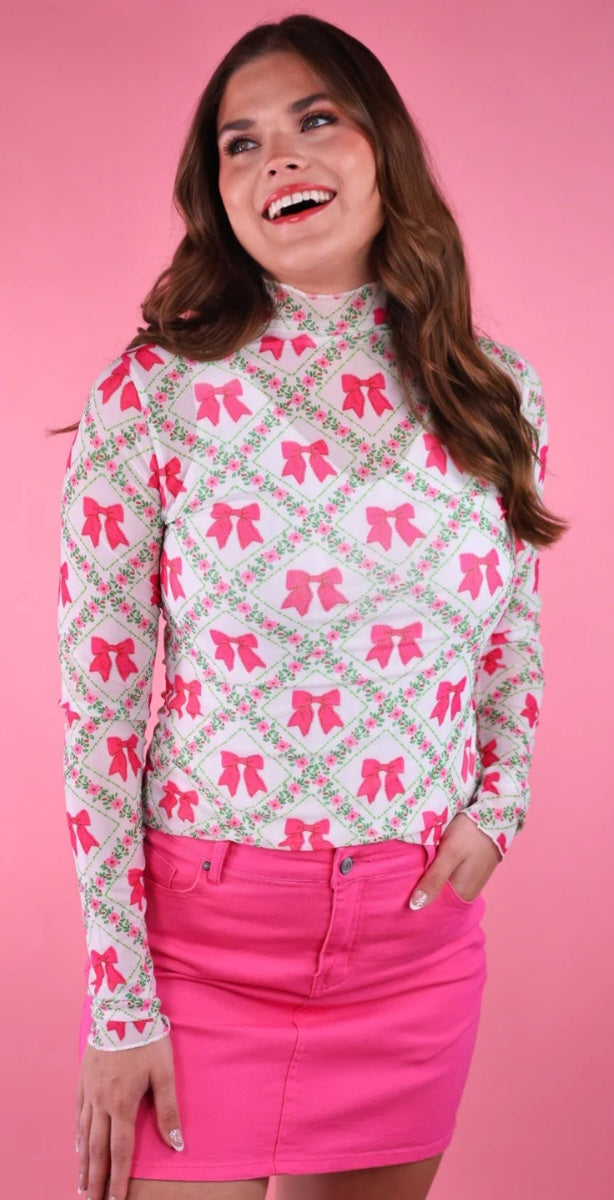 Keigan mesh top in pretty lave bow