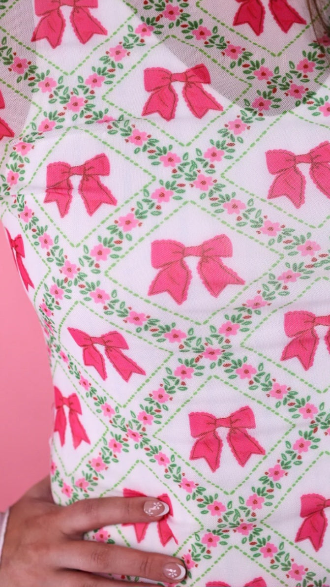Keigan mesh top in pretty lave bow