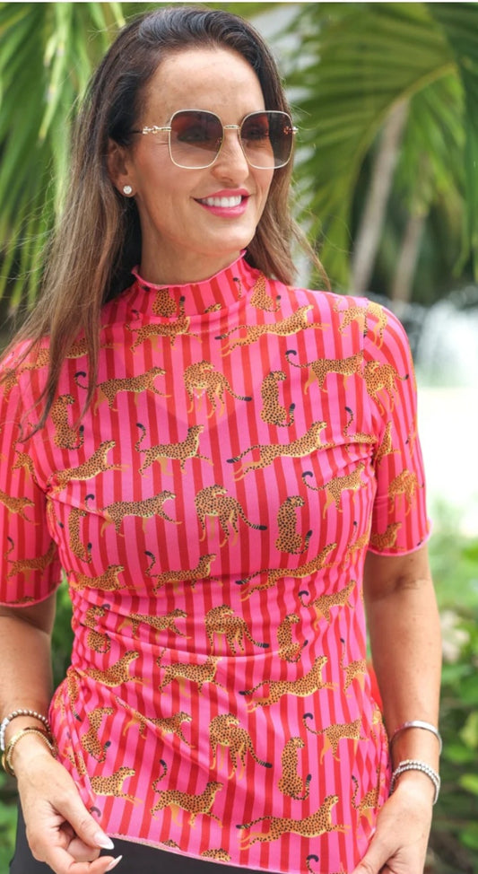 Savanna soirée short sleeve mesh top