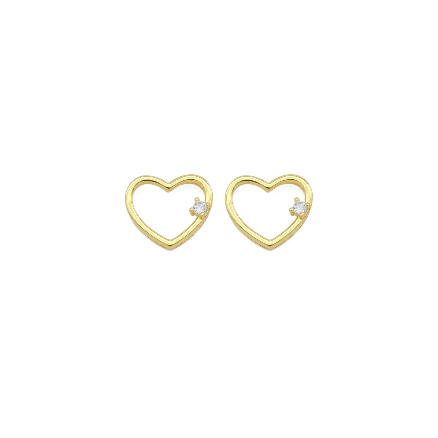 Gold CZ Open Heart Connector Charm, Sku#Y927