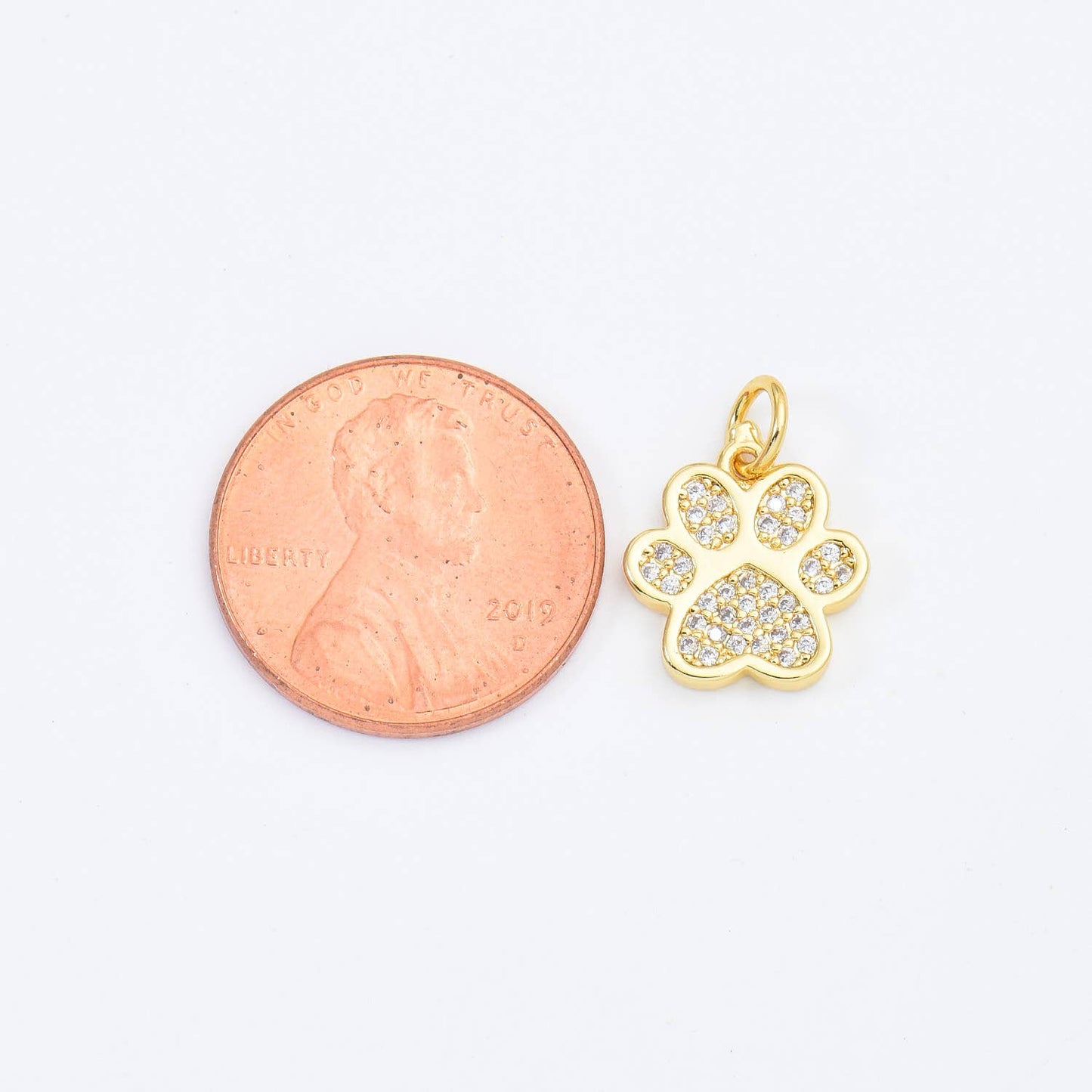 Gold Filled Paw Print Charm, Dog Cat Paw  Pendant CP1661: Gold