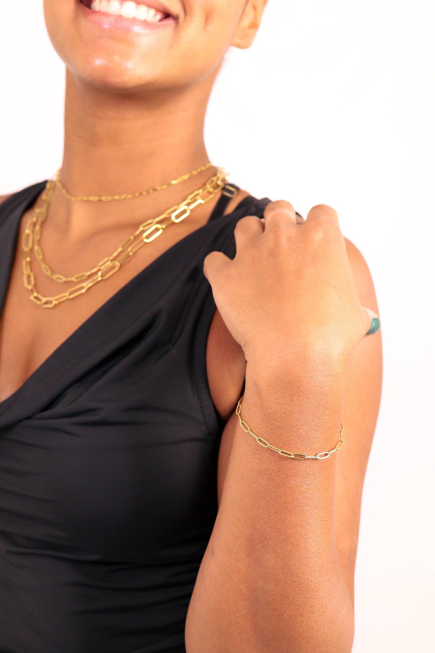 Gold Stainless Steel Paperclip Chain Bracelet + Extension: Stainless / 2.5mm