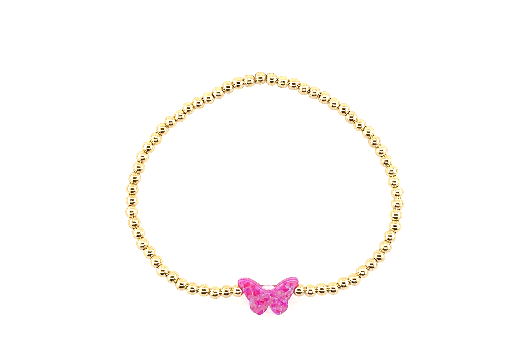 Youth Butterfly Bracelet, Gold + Pink Multi