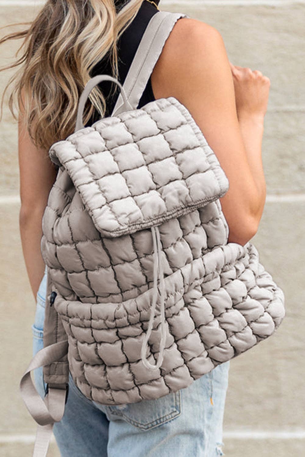 Miles Quilted Puffer Backpack: Pink / ONE SIZE