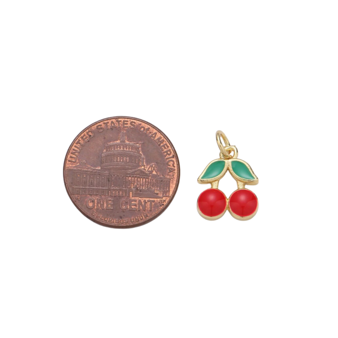 Small Enamel Cherry Charm