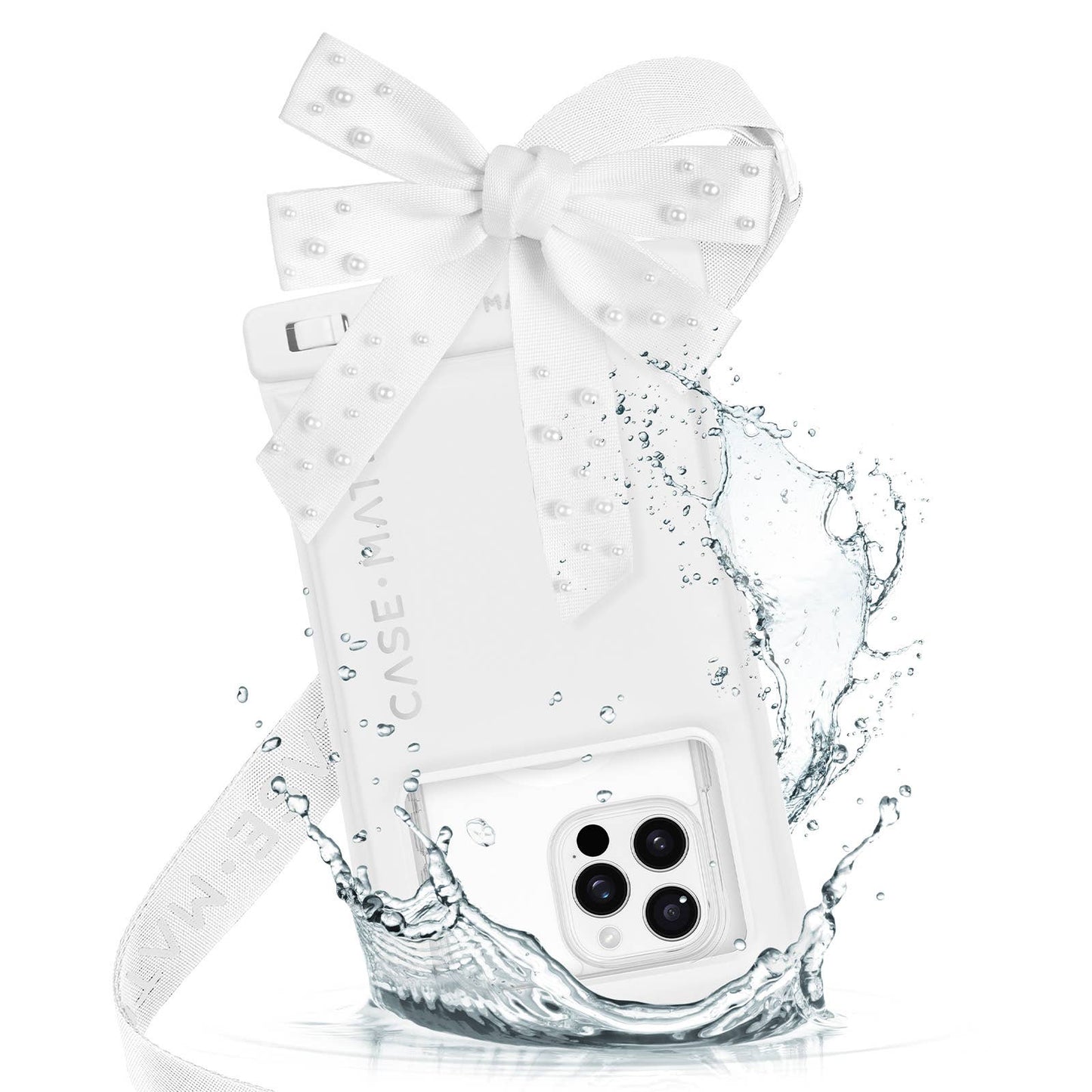 Case-Mate Ivory Pearl Bow Waterproof Floating Pouch