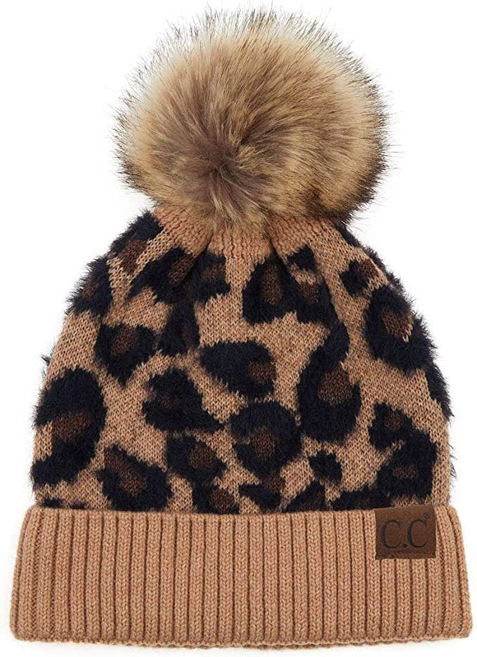 C.C Leopard Faux fur Beanie - Latte