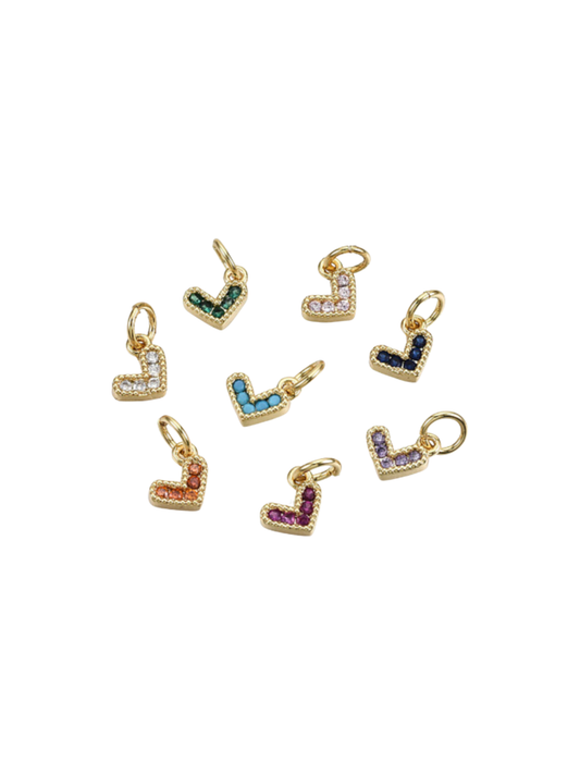 Gold Stone Heart Charm - Assorted