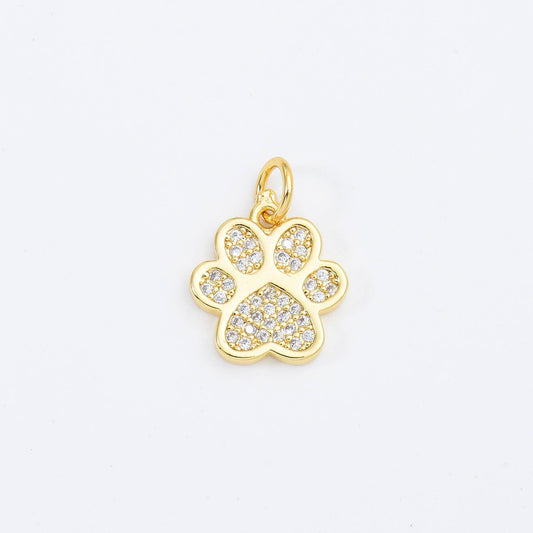 Gold Filled Paw Print Charm, Dog Cat Paw  Pendant CP1661: Gold