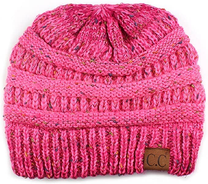 Confetti Knit Beanie - Faded/Variegated Bubble Gum Pink