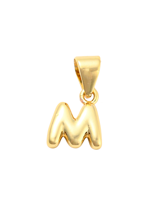 * Gold Mini 18K Bubble Letter "M" Charm