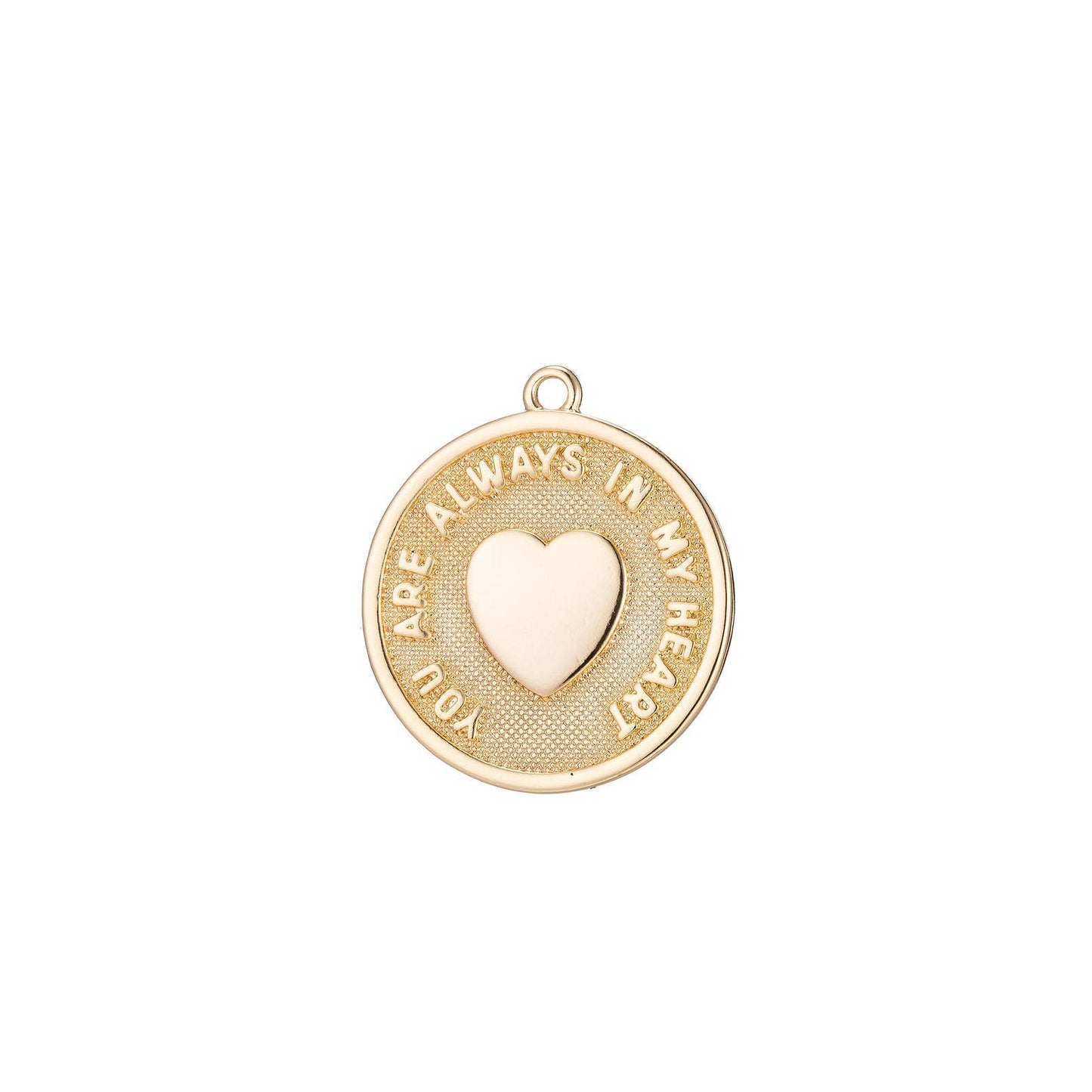 Gold Filled Engravable Word Heart Disc Charm, CP1244