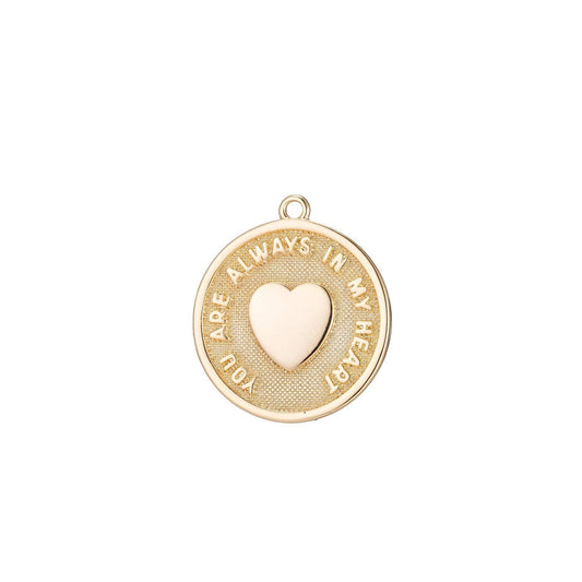 Gold Filled Engravable Word Heart Disc Charm, CP1244