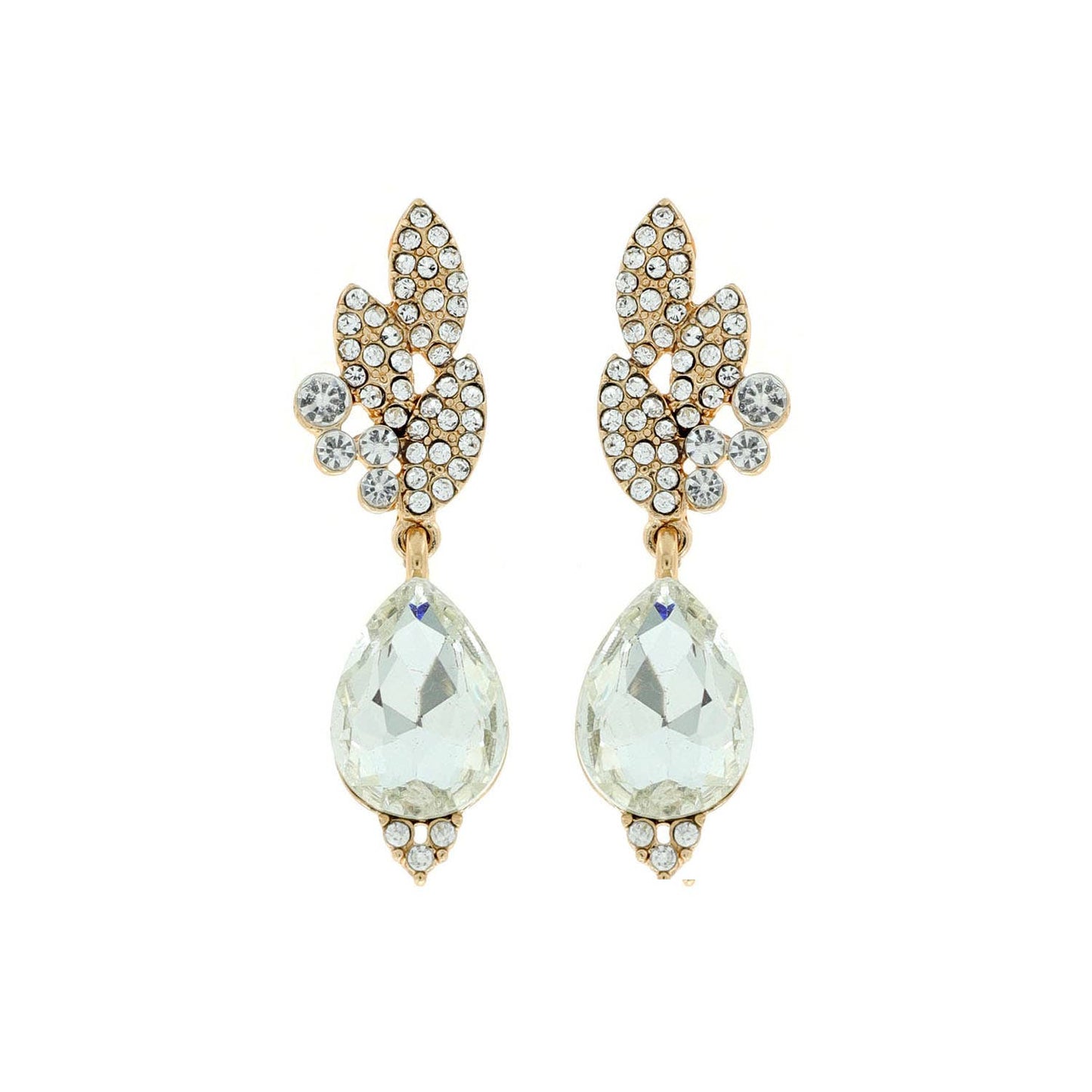 Rhinestone Cluster Teardrop Gem Evening Earrings: Green eq312ggr