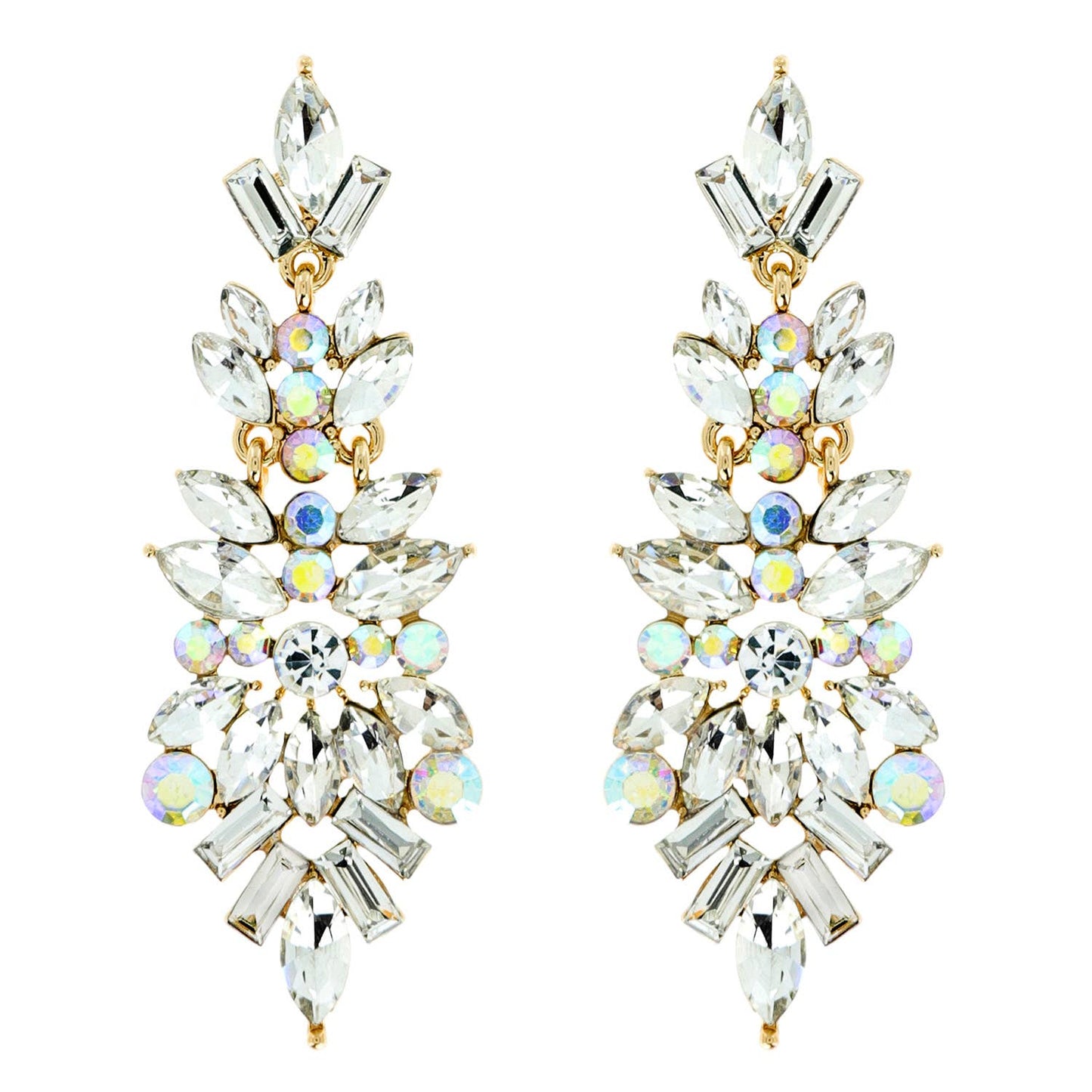 Gemstone Cluster Chandelier Earrings: Green