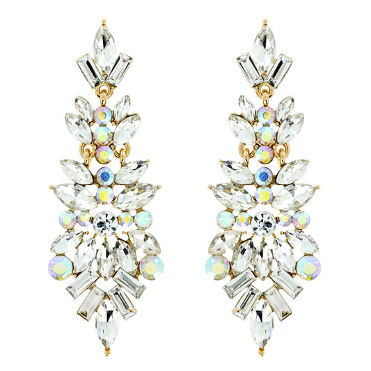 Gemstone Cluster Chandelier Earrings: Iridescent