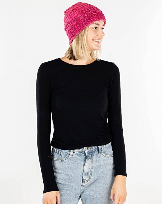 Confetti Knit Beanie - Faded/Variegated Bubble Gum Pink