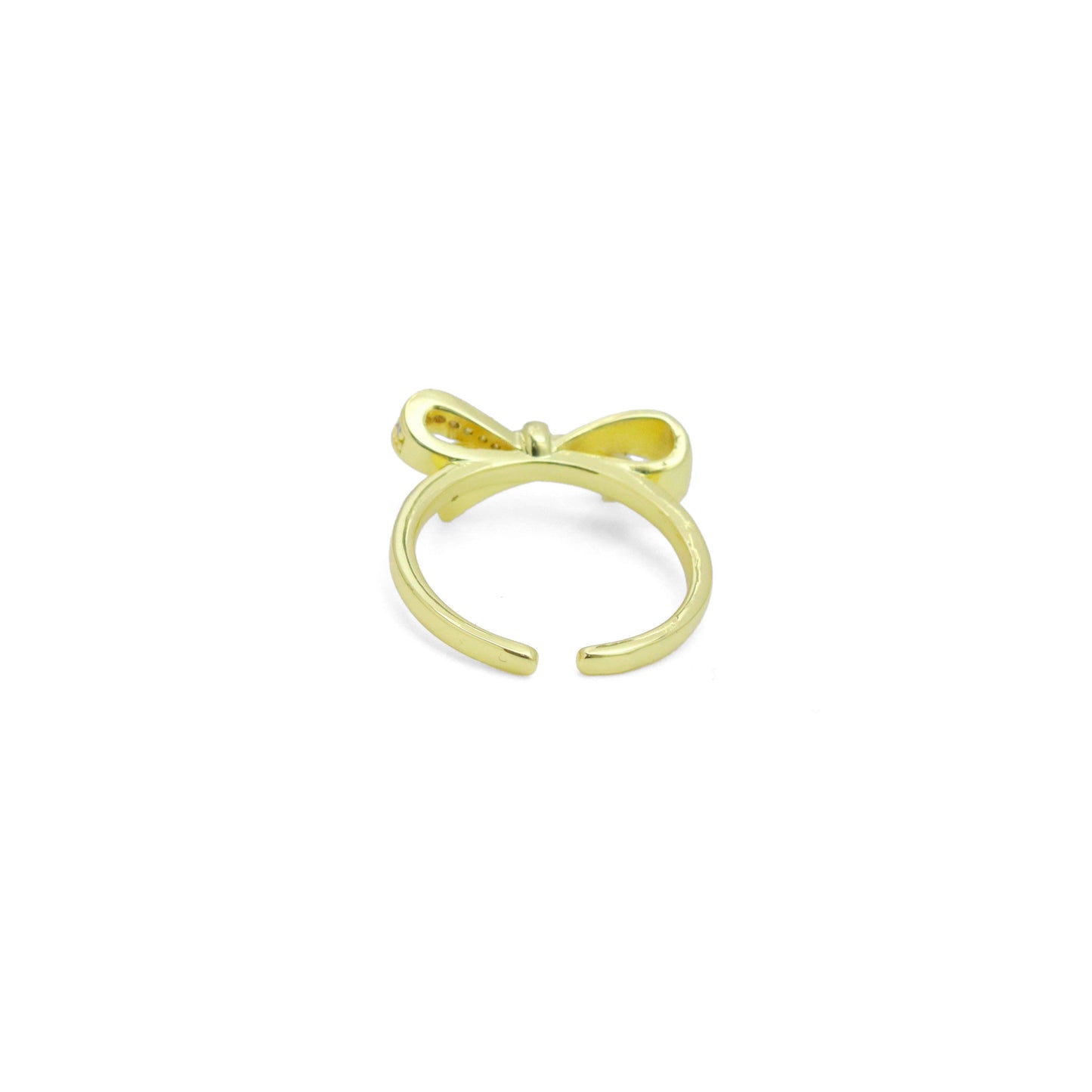 Gold Silver CZ Bow Adjustable Ring, Sku#A339: Gold