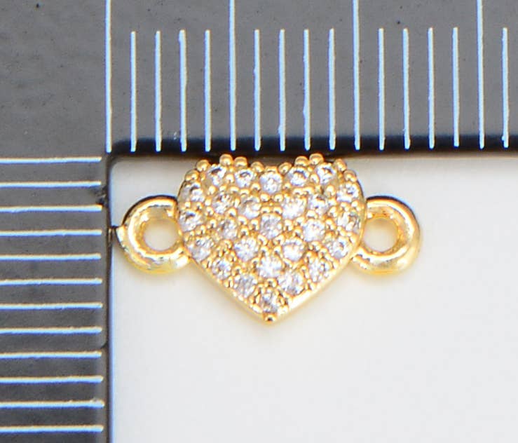 Micro Pave Gold Filled Heart Link Connector, CN415