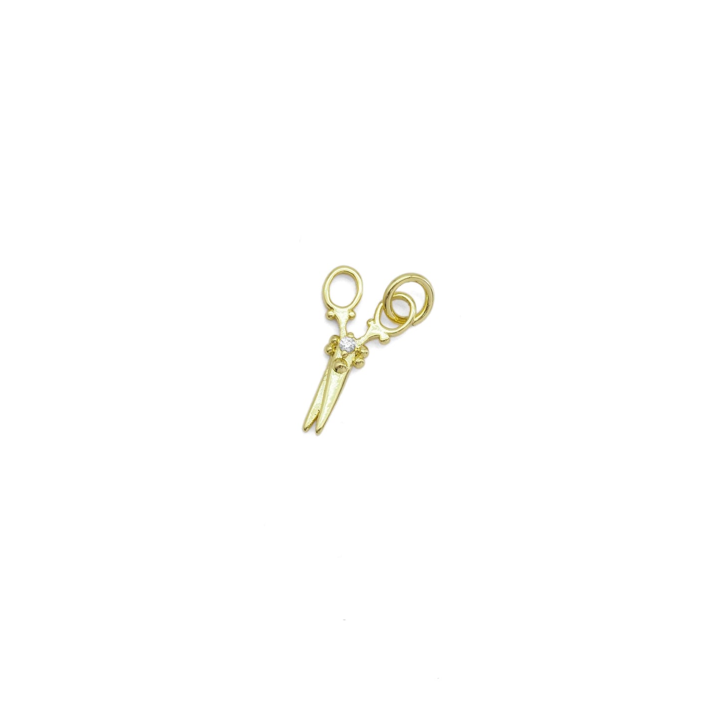 CZ Gold Scissor Charm, Sku#Y871: Gold