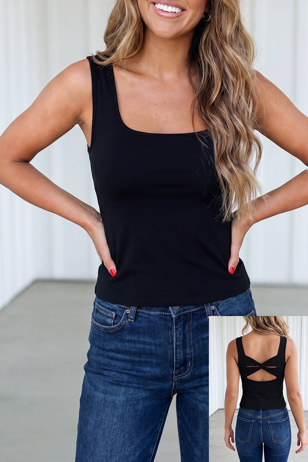 LAS  Solid Simple Back Cross Criss  Sheath Vest (S-XL): Black / S