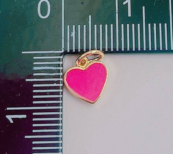 Enamel Heart Charm Pendant in Gold Filled, CP1104: #10 Hot Pink